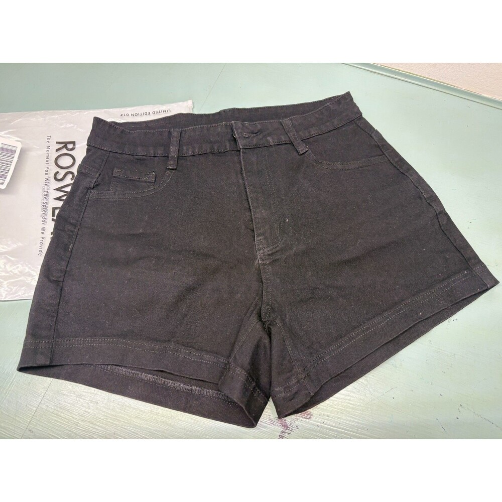 roswear Women's High Waisted Denim Shorts Black Jean Shorts LARGE 30" waist